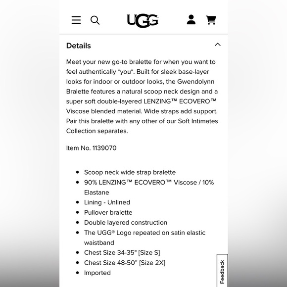 NWT UGG Gwendolynn bralette size M - Picture 5 of 6